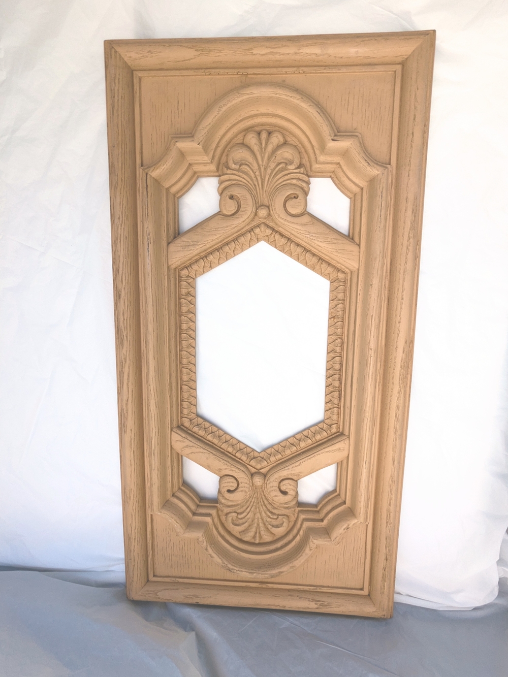 Ornate Baroque Ornamental Carved Hanging Wall Decor Accent in Light Oak Finish